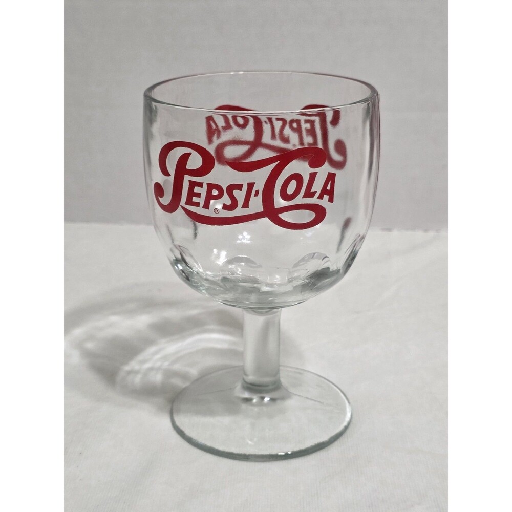 Pepsi Cola Stemmed Glass  6" X 3 1/3"